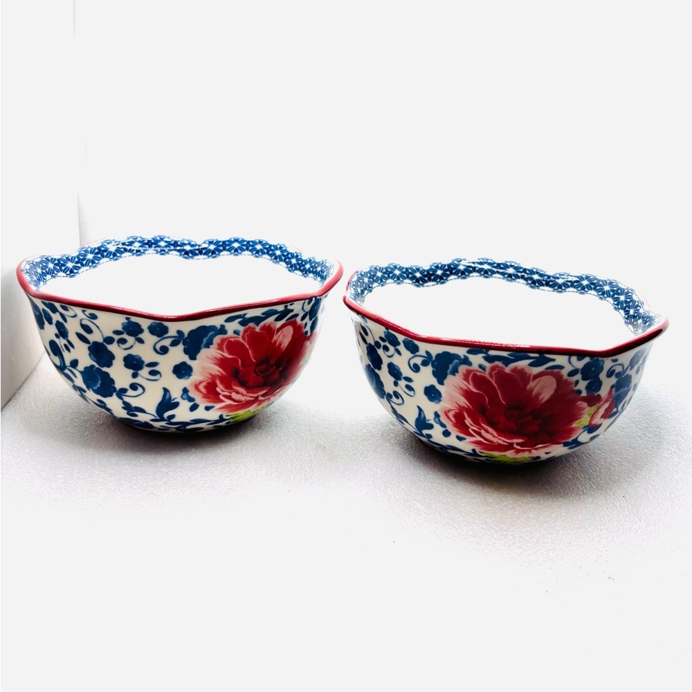 Pioneer Woman Set Of 2 Bowls HERITAGE FLORAL 6" Bowls Stoneware.